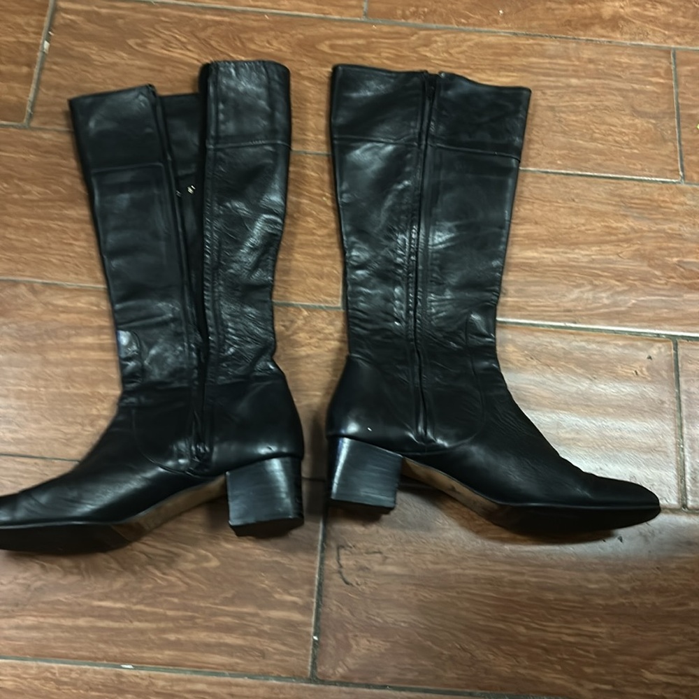 Cole Haan👢black leather block heeled boots‎ , fits size 8 1/2B F8372 8.5 M - Picture 3 of 3